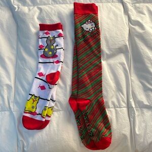 Hello kitty! Knee high & cat sock bundle
